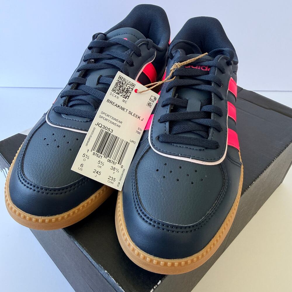 Adidas Breaknet Sleek J JQ3053 Navy/Pink Gum Kids 6Y / UK 5.5 / EUR 38.67 NWT